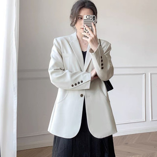 Áo khoác blazer nữ dài tay form rộng phong cách Hàn Quốc vest 2 lớp công sở khoác ngoài mùa đông DELIZ