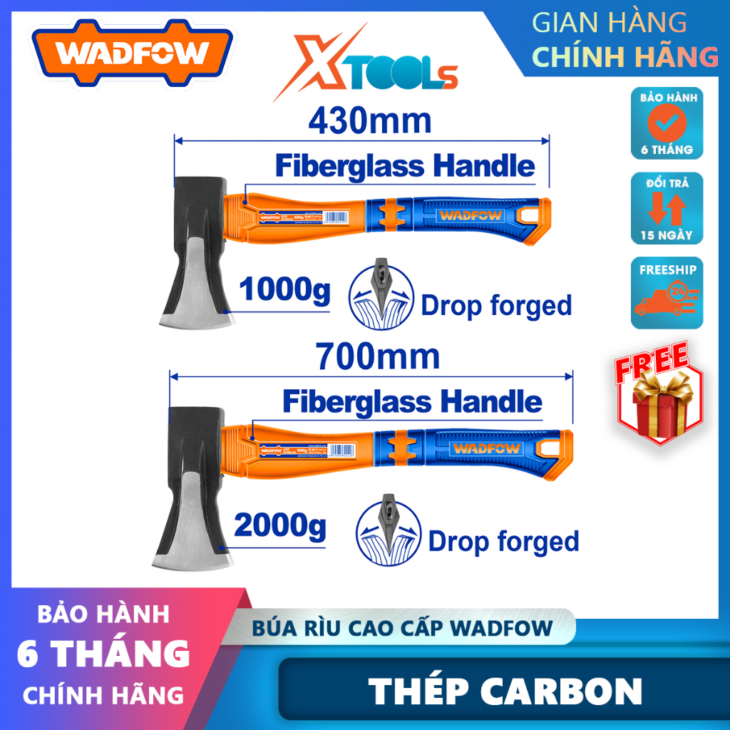Búa rìu cao cấp 1-2kg Trọng lượng: 1000-2000g Chiều dài: 430-700mm Chất ...