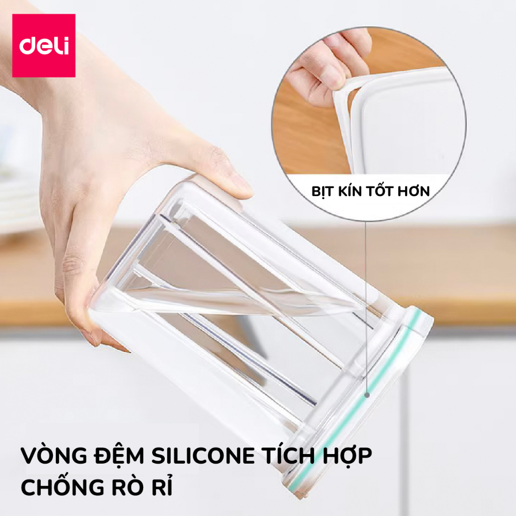 Hộp đựng thực phẩm khô Deli ngũ cốc nắp xoay Hũ nhựa, lọ nhựa siêu kín chống ẩm mốc, bảo quản đồ ăn