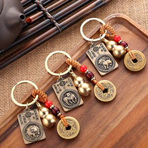 Móc Khóa Đồng Thau 12 Con Giáp 3 MónThẻ 2 Mặt Phật Bản Mệnh Mỗi Con Giáp