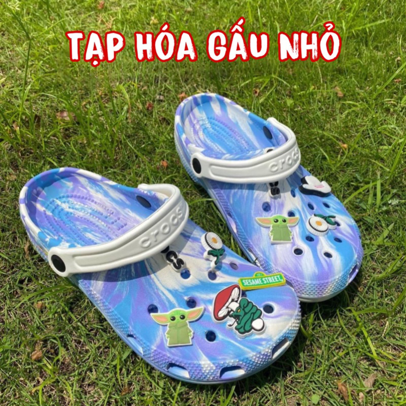 |SIÊU RẺ| Dép SỤC CLASSIC CROCS chính hãng màu xanh dương loang TẶNG ...