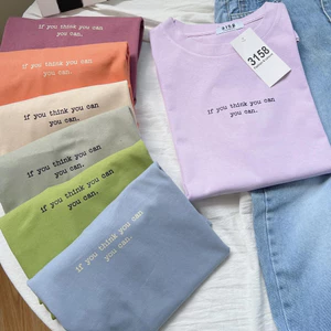 Áo thun form rộng YUSTUDIO 3158 chất conton khô nam nữ mẫu If you think you can you can