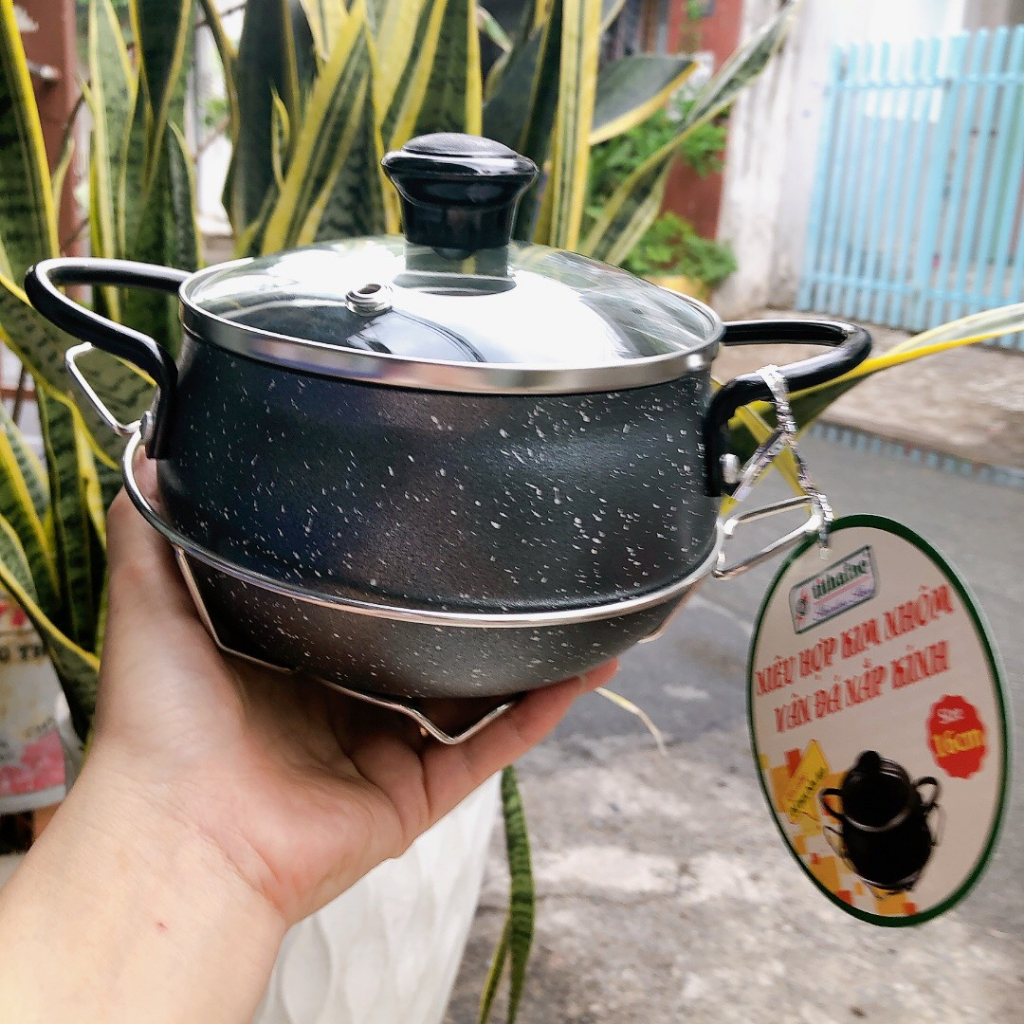 Nồi vân đá chống dính 12cm - 24cm - nồi cơm niêu, kho quẹt , kho tộ