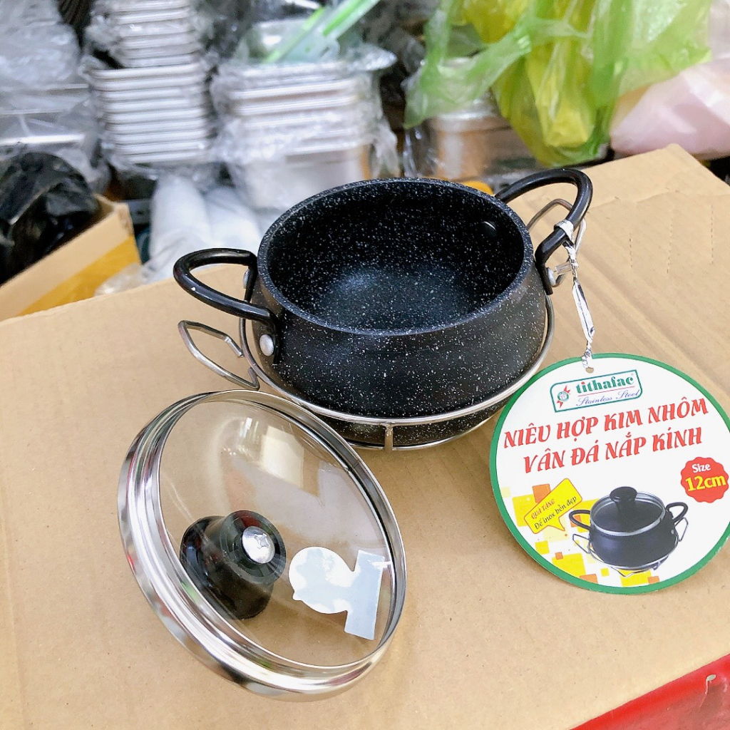 Nồi vân đá chống dính 12cm - 24cm - nồi cơm niêu, kho quẹt , kho tộ