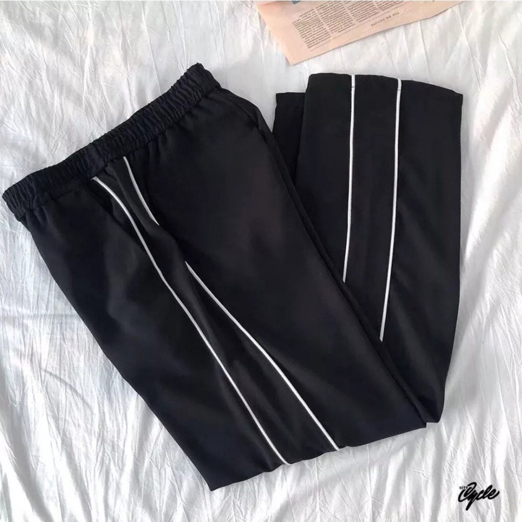 Quần thể thao UNISEX 2 sọc vải poly xịn co giãn cực tốt
