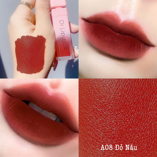 [11.11 MUA 2 TẶNG 1] A08- Đỏ Nâu Son DI Cosmetic Lì Môi Không Chì Chính Hãng