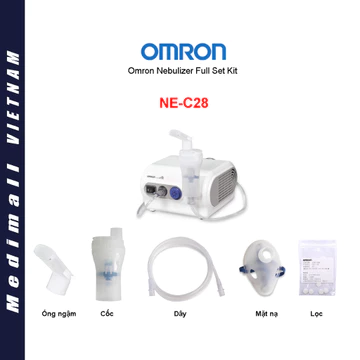 [HỎA TỐC] Bộ phụ kiện máy xông khí dung Omron NE-C28 Cốc thuốc, Dây dẫn, Mặt nạ, Lọc khí, ống ngậm, Càng xông mũi