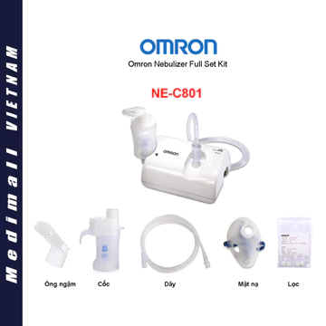 [HỎA TỐC] Bộ phụ kiện máy xông khí dung Omron NE-C801 Cốc thuốc, Dây dẫn, Mặt nạ, Lọc khí, ống ngậm, Càng xông mũi