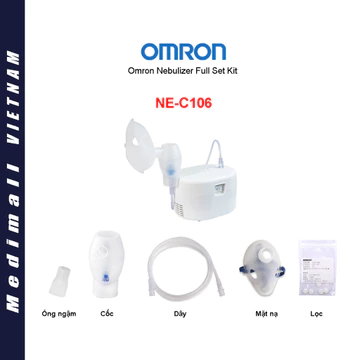 [HỎA TỐC] Bộ phụ kiện máy xông khí dung Omron NE-C106 Cốc thuốc, Dây dẫn, Mặt nạ, Lọc khí, Ống ngậm
