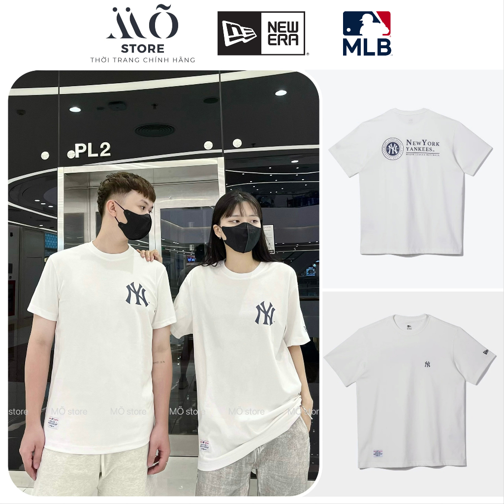 MLB Korea Unisex Monotive Oversized Short Sleeve Tee Shirt NY Yankees White