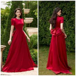 ĐẦM CƯỚI -VÁY ĐI BÀN CỔ TRÒN ĐÍNH ĐÁ KÈN NƠ ĐUÔI DÀI THƯỚT THA.̣(HÀNG CÓ SẴN ) FULL SIZE S/M/L/XL( có ảnh khách mặc ) — ảnh 1