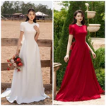 ĐẦM CƯỚI -VÁY ĐI BÀN CỔ TRÒN ĐÍNH ĐÁ KÈN NƠ ĐUÔI DÀI THƯỚT THA.̣(HÀNG CÓ SẴN ) FULL SIZE S/M/L/XL( có ảnh khách mặc ) — ảnh 4