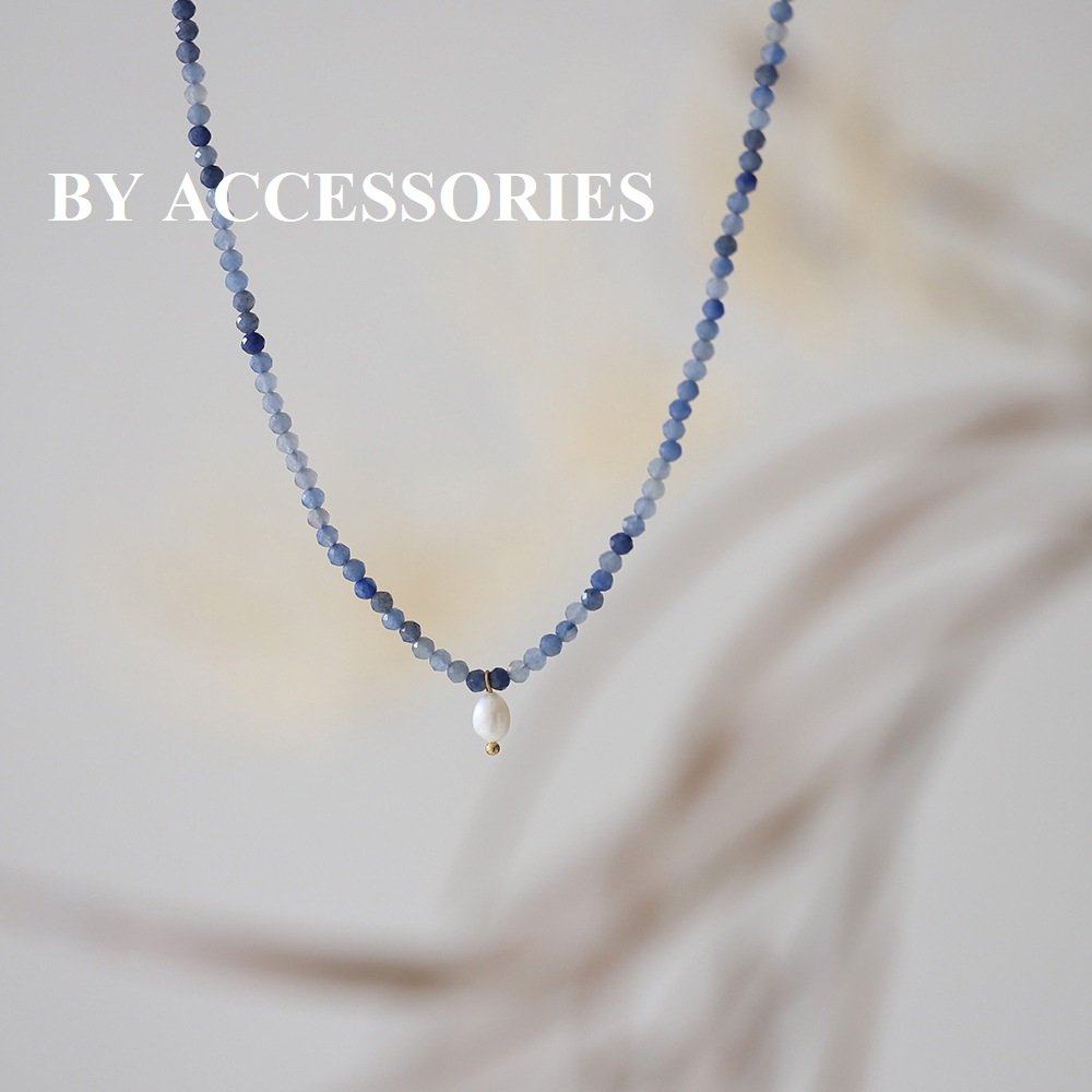 Dây chuyền titan chuỗi hạt thạch anh aventurine xanh mờ phối ngọc trai nhân tạo và xích mạ vàng 18K không gỉ WN2345