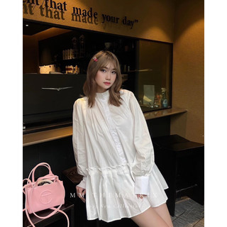 [V1.492] Váy Sơmi Thô Cổ Tàu Xếp Ly Dáng Babydoll Kèm Ảnh Thật Và Video