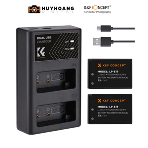Pin máy ảnh Canon LP-E17 - Thương hiệu K&F CONCEPT ( 2 Baterry 1 Charger)