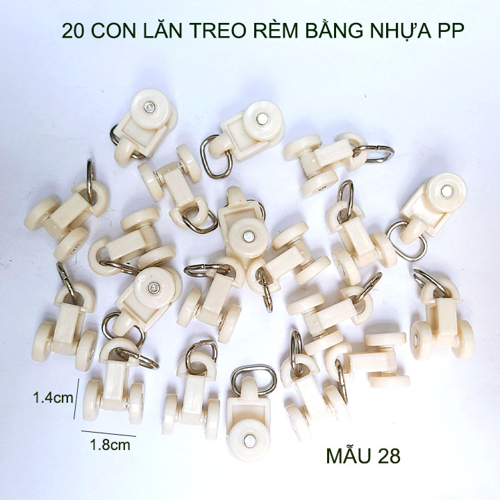 20 Con lăn treo rèm bằng nhựa PP, có nhiều kích cỡ cho khách lựa chọn ...