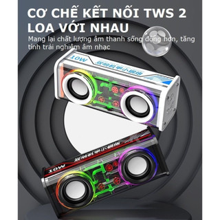 Loa Bluetooth A88 Mini Vỏ Trong Suốt Bass Mạnh Kết Nối 2 Loa TWS ,Có Đèn Led Nháy Theo Nhạc Cực Chill