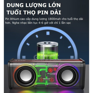 Loa Bluetooth A88 Mini Vỏ Trong Suốt Bass Mạnh Kết Nối 2 Loa TWS ,Có Đèn Led Nháy Theo Nhạc Cực Chill