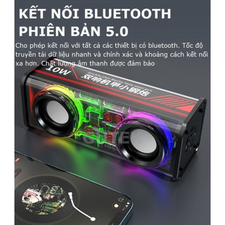 Loa Bluetooth A88 Mini Vỏ Trong Suốt Bass Mạnh Kết Nối 2 Loa TWS ,Có Đèn Led Nháy Theo Nhạc Cực Chill