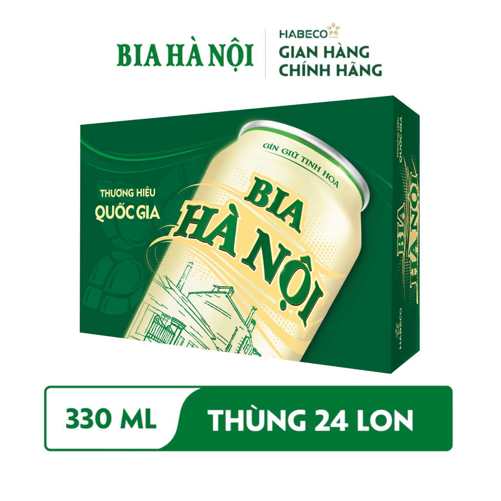 Ảnh Thùng 24 lon Bia Hà Nội Nhãn Xanh - HABECO (330ml/lon) 2