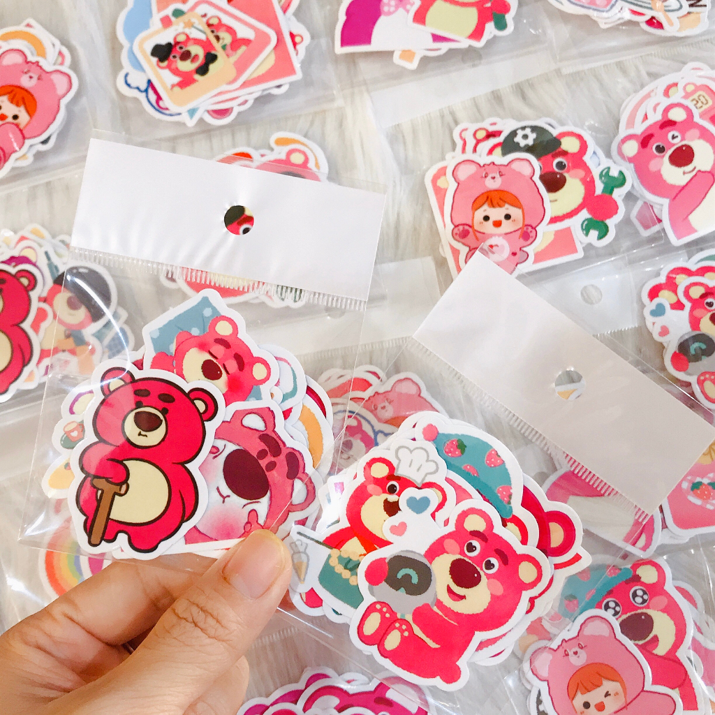 Sticker Gấu Dâu - Hình Dán Gấu Dâu 12 Miếng Dán Sticker Gấu Chống Nước ...