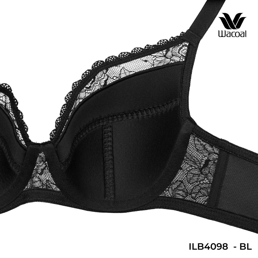 Áo ngực nữ Wacoal ILB4098 không mút nâng ngực nhẹ có gọng chống tuột, Áo lót ren Bigsize dây đeo điều chỉnh - LB4098