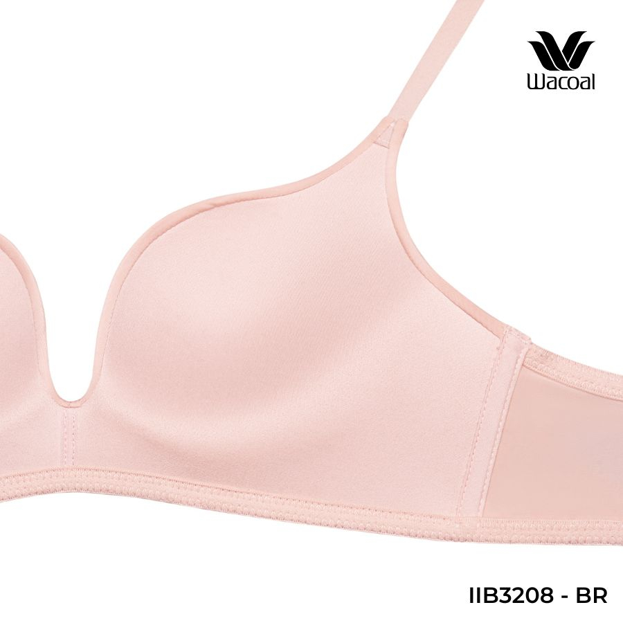 Áo lót Wacoal IIB3208 không gọng, khoét sâu, nâng vừa, trơn, mút 2cm, ren bản lưng cánh tiên - IB3208