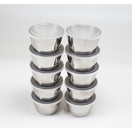 COMBO 10 Khuôn làm bánh flan , Rau Câu ,Cupcake , Làm Đá Có Nắp inox 304  ( 7cm )