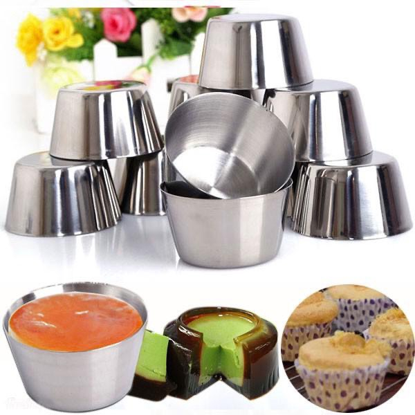 COMBO 10 Khuôn làm bánh flan , Rau Câu ,Cupcake , Làm Đá Có Nắp inox 304  ( 7cm )