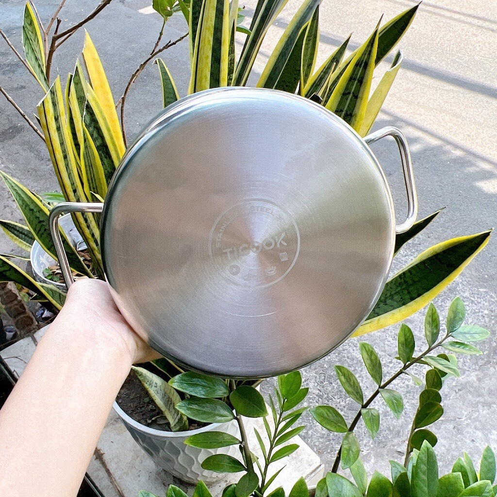 Bộ 3 nồi inox 304 3 lớp toàn thân TICOOK size 16cm - 18cm -20cm  DÙNG ĐƯỢC MỌI LOẠI BẾP