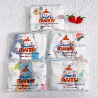Set 3 khăn sữa sợi tre Manny thấm hút, mềm mịn cho bé