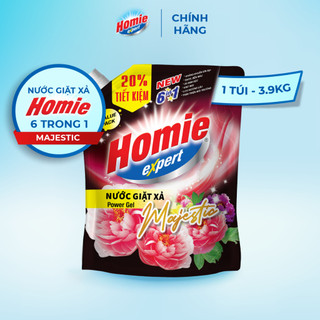 (Combo 2 món) 1 Túi Nước Giặt 3,9kg + 1 Can Nước Xả Vải 3,5kg HOMIE EXPERT
