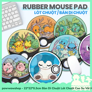 22*22*0.3cm Bàn Di Chuột / Lót Chuột Cao Su Vải Phong Cách Nhân Vật Anime Manga Game Pocket Monster