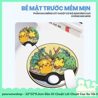[Sẵn VN - Hỏa Tốc] 22*22*0.3cm Bàn Di Chuột / Lót Chuột Cao Su Vải Phong Cách Nhân Vật Anime Manga Game Pocket Monster