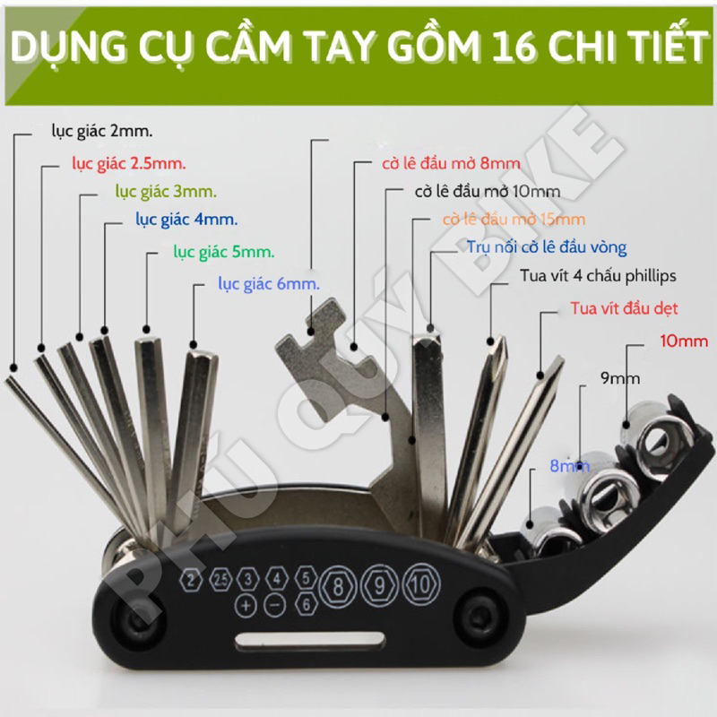 Bộ lục Giác Da Năng 16 Món Sửa Chữa Xe Đạp Nhỏ Gọn