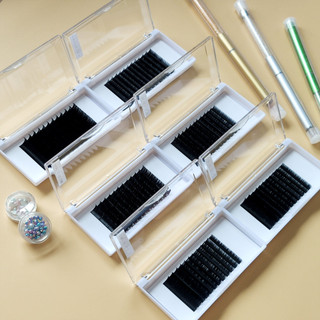 Mi khay LASHES SUPPLY 12 line MÀU ĐEN độ cong D, chất mi silk Hàn, mềm dễ bắt keo, dùng để nối volume, classic