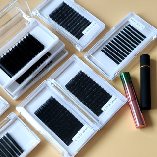 Mi khay LASHES SUPPLY 12 line MÀU ĐEN độ cong D, chất mi silk Hàn, mềm dễ bắt keo, dùng để nối volume, classic