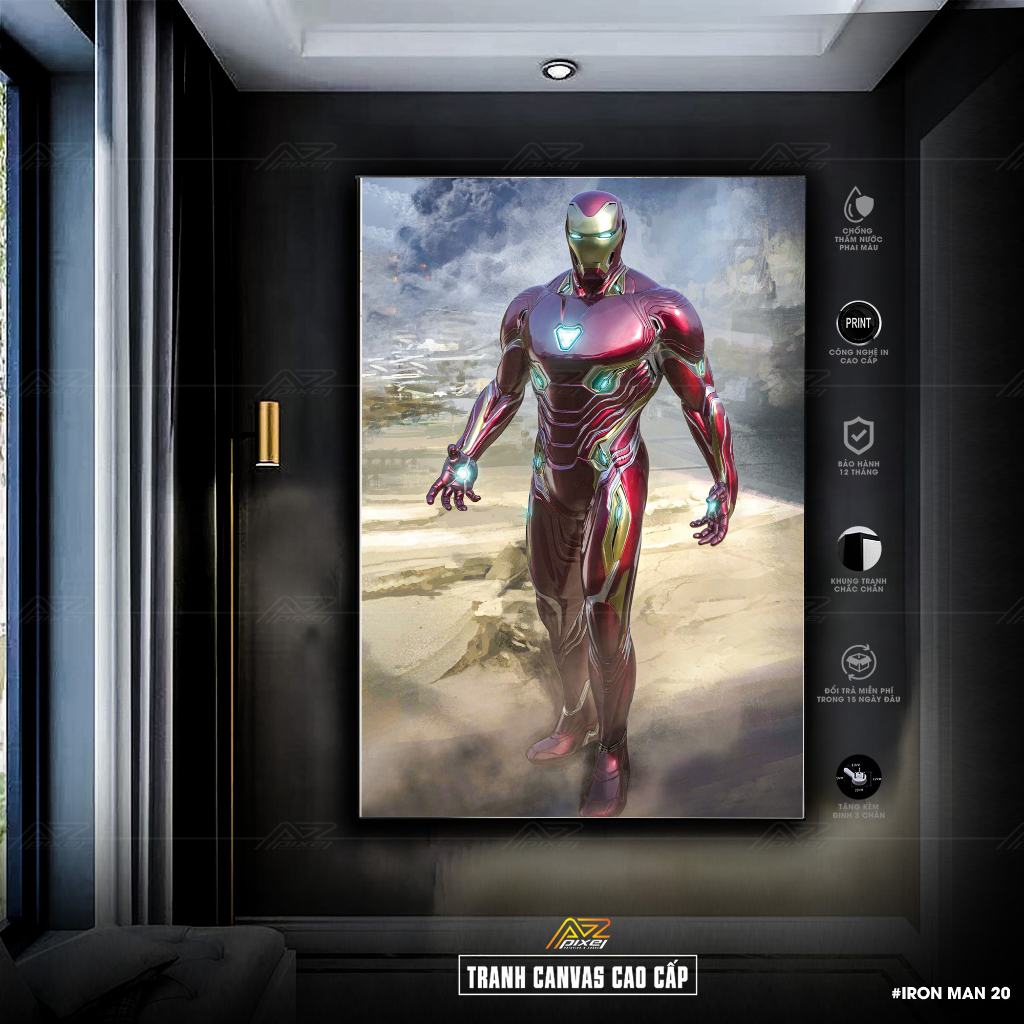 Tranh treo tường Iron Man chất liệu vải canvas trang trí văn phòng ...