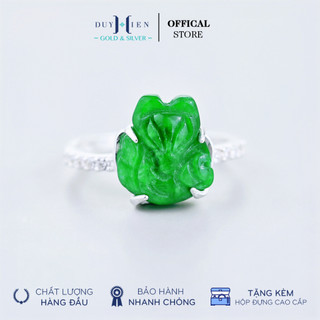 Nhẫn Bạc Hồ Ly Duy Hiển Đá Xanh Ngọc Nhỏ Xinh Có Viền Đá 2 Cạnh Nhẫn Tinh Tế Nổi Bật