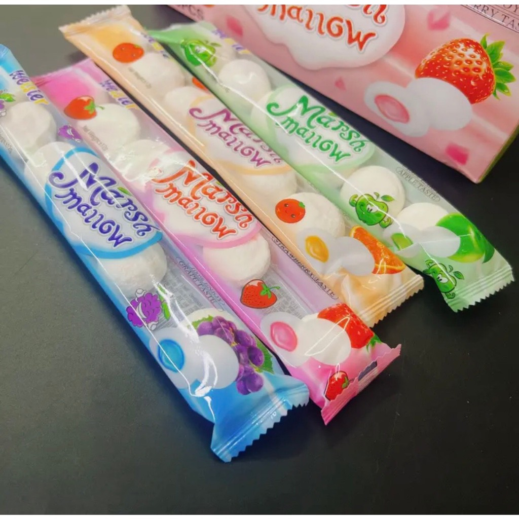 Set 10 Túi Kẹo Marshmallow Nhân Chảy Vị Trái Cây, Kẹo Dẻo Nội Địa Thái Lan
