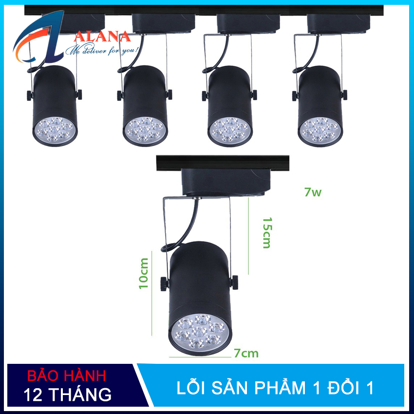 Bộ 5 đèn led rọi thanh ray 7w vỏ đen ánh sáng trắng | Shopee Việt Nam