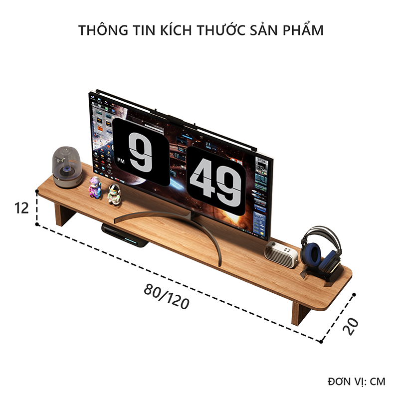 Ảnh Kệ để màn hình máy tính decor bàn làm việc gỗ MDF phủ melamin chống xước thương hiệu IGA - GA28 2