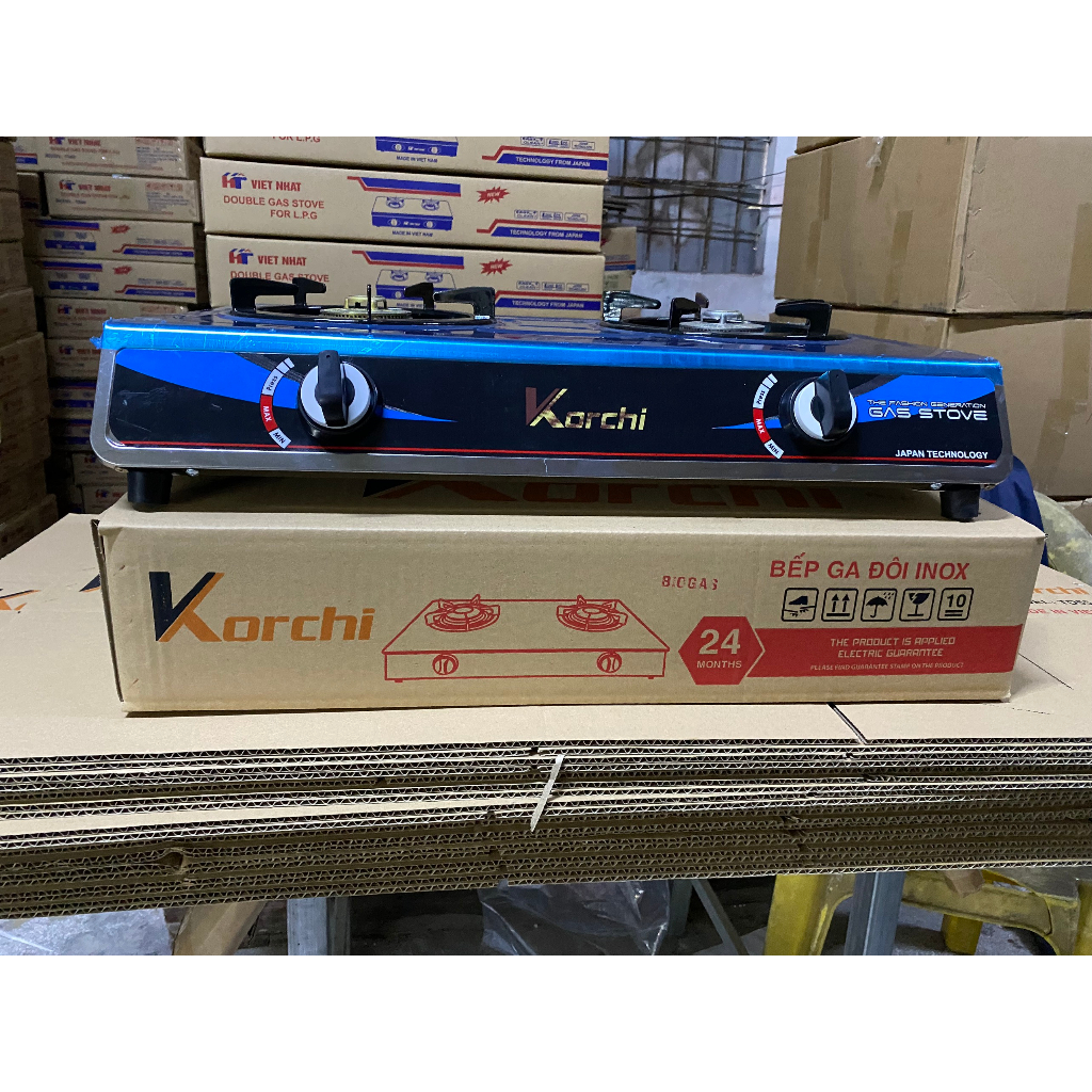 Bếp gas Korchi- Bếp gas đôi inox - Bảo hành 24 tháng