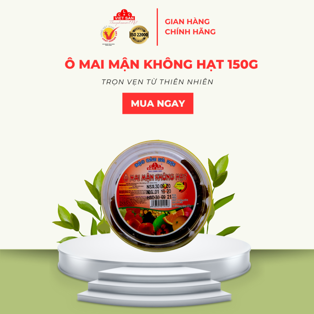 Ô Mai Mận Không Hạt Việt San 150g/280g - Mận Khô Chua Ngọt Dẻo Thơm Ăn Vặt