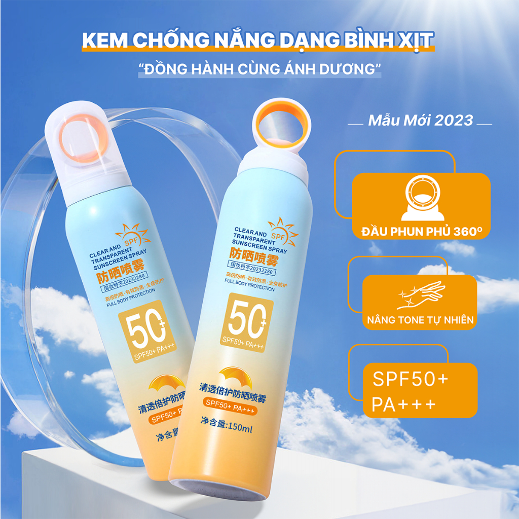 Kem chống nắng dạng bình xịt đầu phủ 360 độ SPF+ PA+++ Mingduo lọ 150ml ...