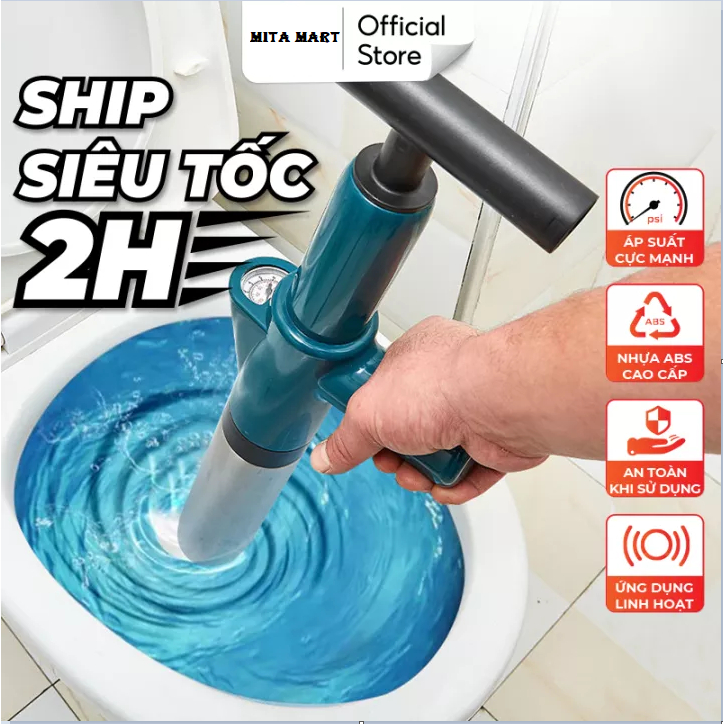 Dụng cụ thông tắc bồn cầu, súng thông cống đa năng công nghệ áp suất khí nén 8kg cực mạnh đánh bay mọi vật cản hiệu quả