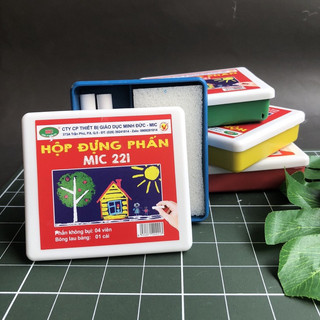 Combo 2 hộp đựng phấn tặng phấn, khăn lau bảng, hộp đựng phấn đựng khăn lau bảng, hộp đựng phân