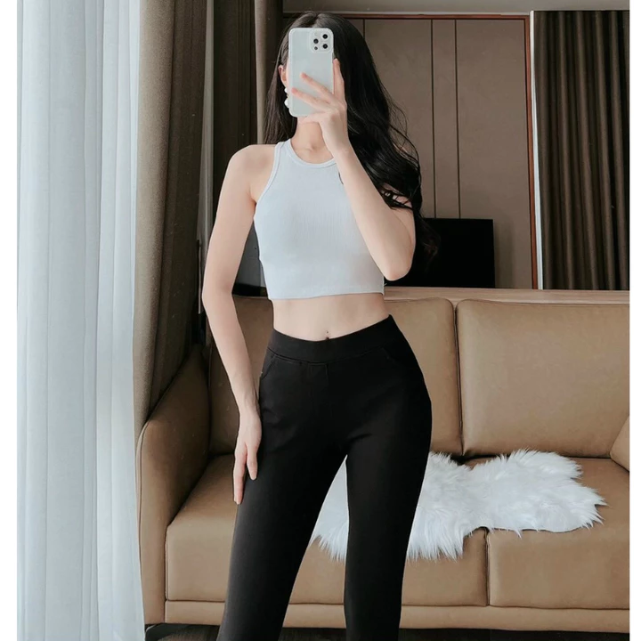 Quần Legging nữ dài cạp cao dáng nâng mông có 4 túi chất vải Umi hàng loại 1 cao cấp Quần legging đen nữ co giãn 4 chiều