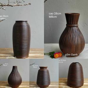 bình hoa men nâu mộc men đẹp gốm Bát Tràng cao cấp