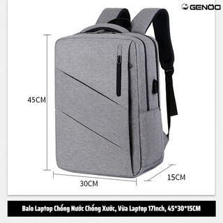Balo Laptop 15.6 VÀ 17 Inch Công Sở Nam Nữ Cao Cấp Balo Đi Học Đi Làm GENOO Chống Sốc, Chống Nước
